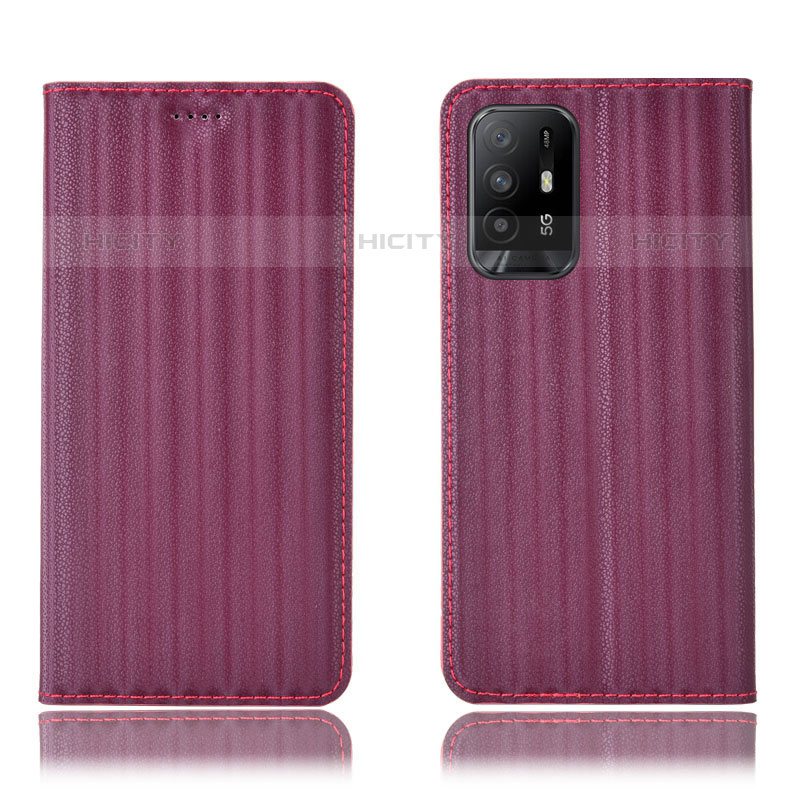 Coque Portefeuille Livre Cuir Etui Clapet H23P pour Oppo F19 Pro+ Plus 5G Vin Rouge Plus