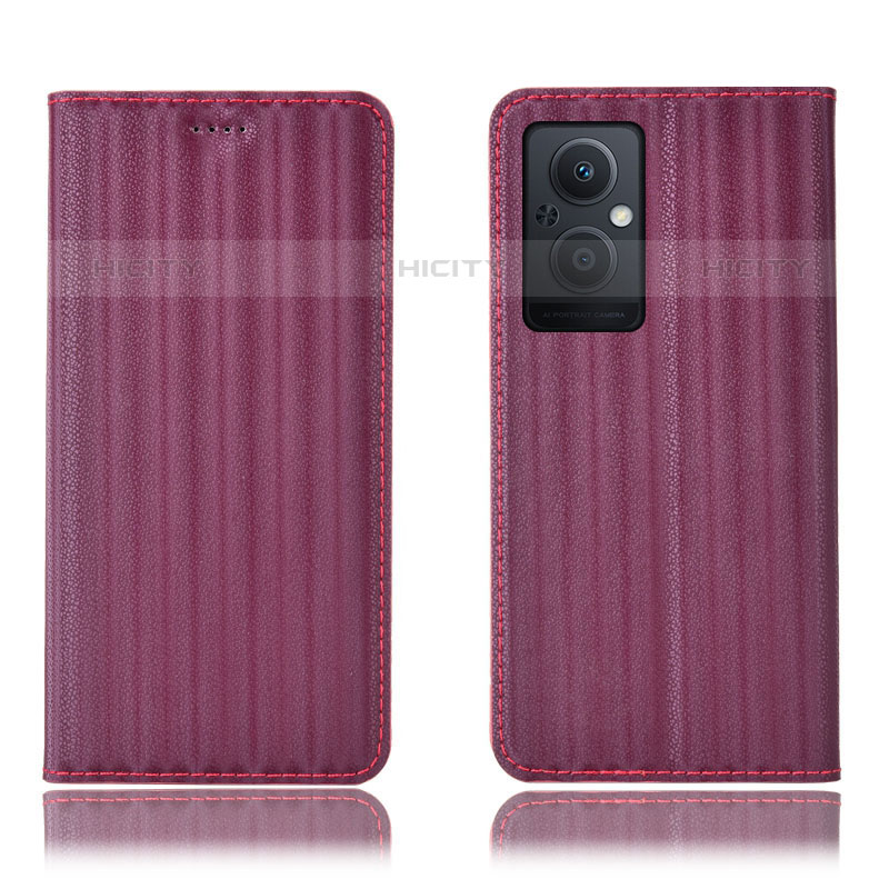 Coque Portefeuille Livre Cuir Etui Clapet H23P pour Oppo F21s Pro 5G Vin Rouge Plus