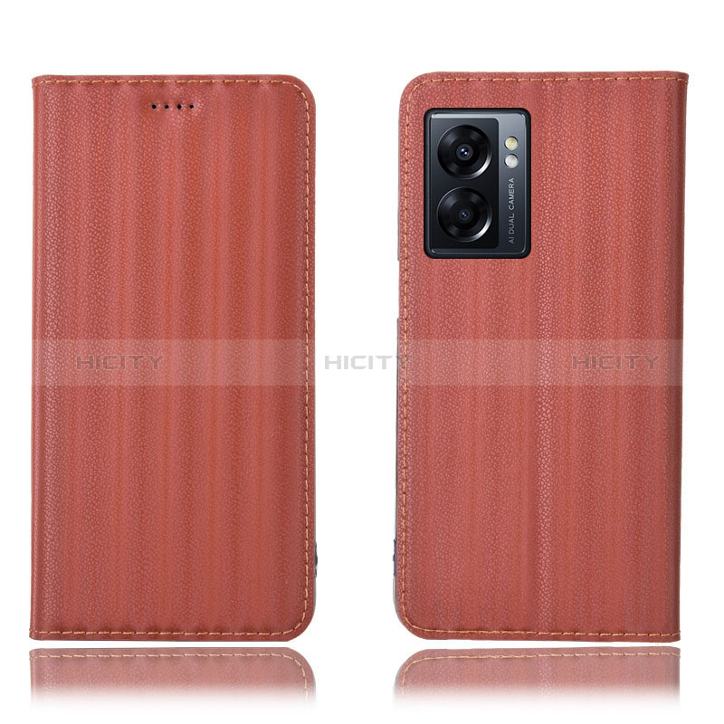 Coque Portefeuille Livre Cuir Etui Clapet H23P pour Oppo K10 5G India Marron Plus