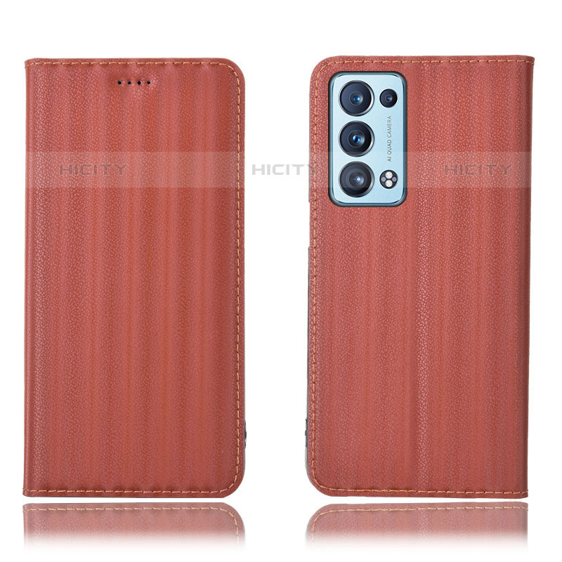 Coque Portefeuille Livre Cuir Etui Clapet H23P pour Oppo Reno6 Pro 5G Marron Plus