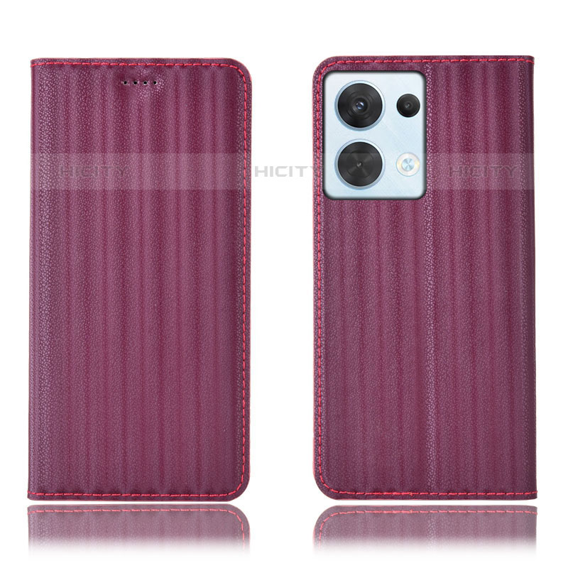 Coque Portefeuille Livre Cuir Etui Clapet H23P pour Oppo Reno9 5G Vin Rouge Plus