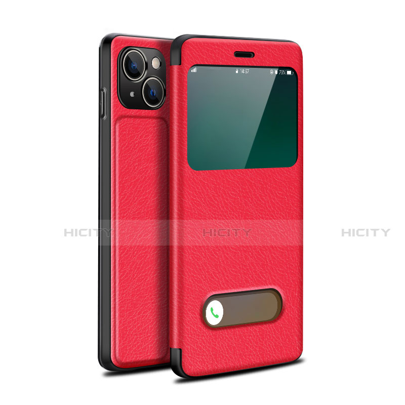 Coque Portefeuille Livre Cuir Etui Clapet H24 pour Apple iPhone 13 Rouge Plus