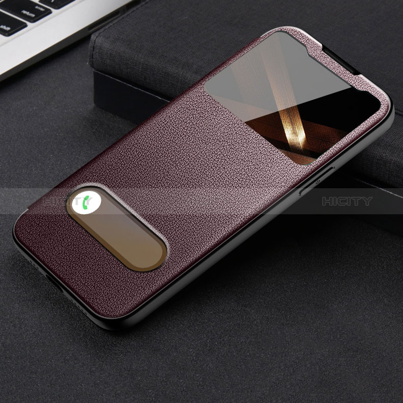 Coque Portefeuille Livre Cuir Etui Clapet H24 pour Apple iPhone 14 Pro Marron Plus