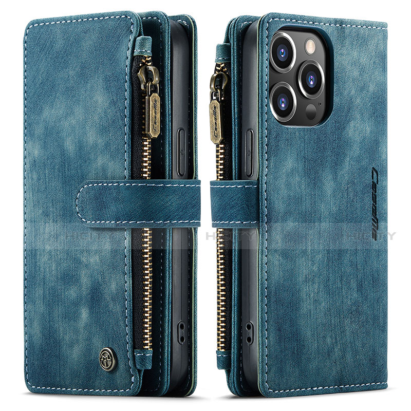 Coque Portefeuille Livre Cuir Etui Clapet H27 pour Apple iPhone 13 Pro Max Bleu Plus