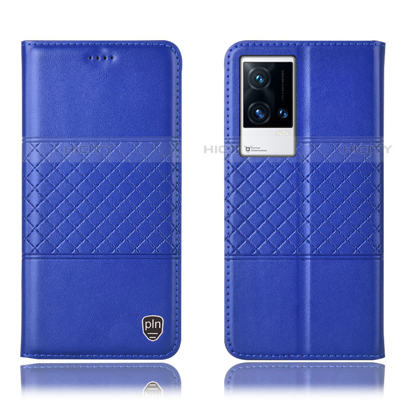 Coque Portefeuille Livre Cuir Etui Clapet H27P pour Vivo iQOO 8 5G Bleu Plus