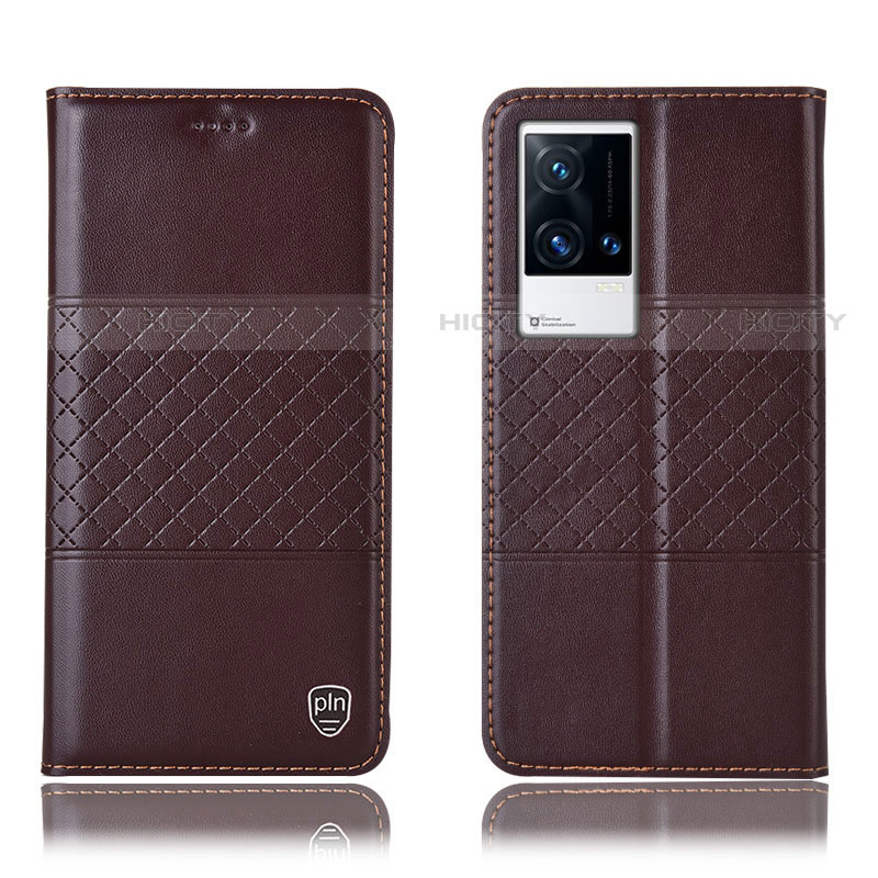 Coque Portefeuille Livre Cuir Etui Clapet H27P pour Vivo iQOO 8 5G Marron Plus