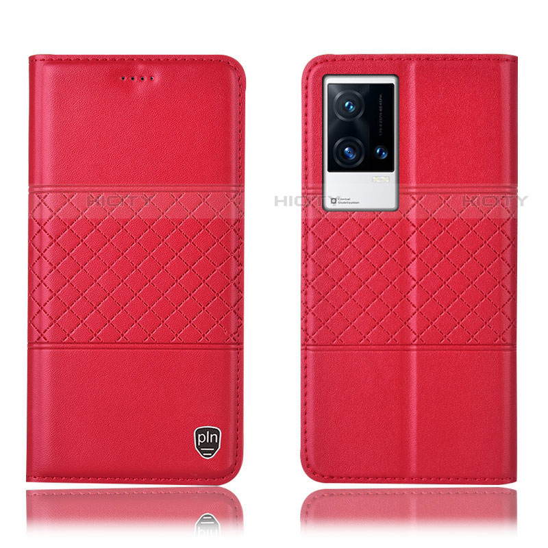 Coque Portefeuille Livre Cuir Etui Clapet H27P pour Vivo iQOO 8 5G Rouge Plus