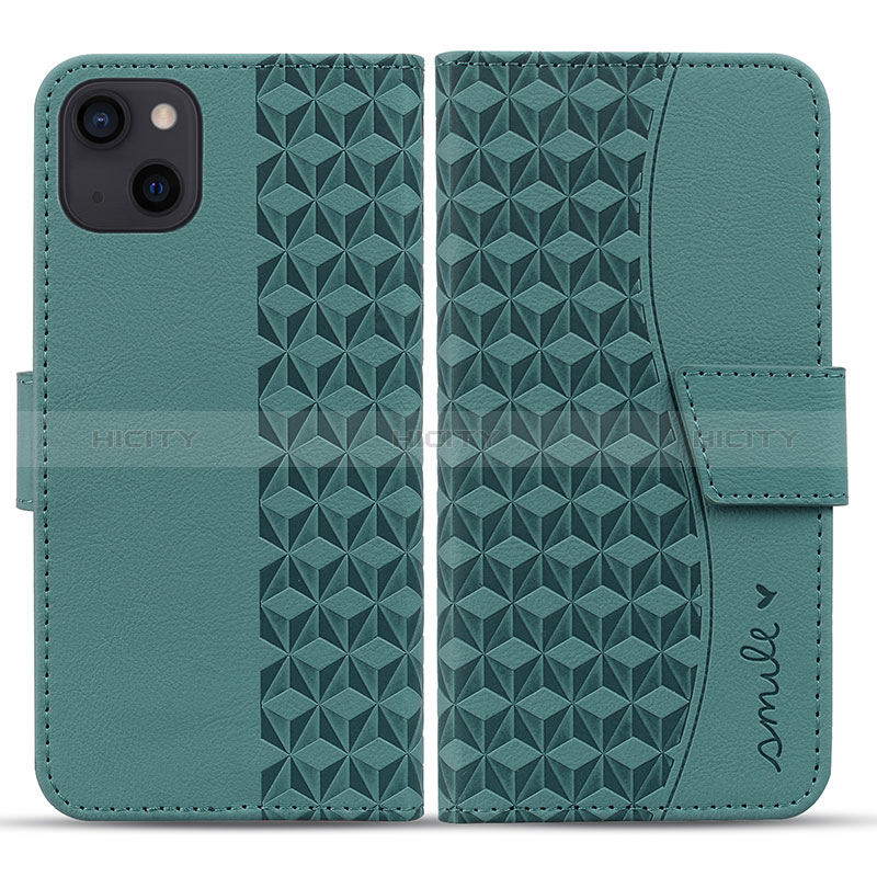 Coque Portefeuille Livre Cuir Etui Clapet HF1 pour Apple iPhone 14 Vert Plus