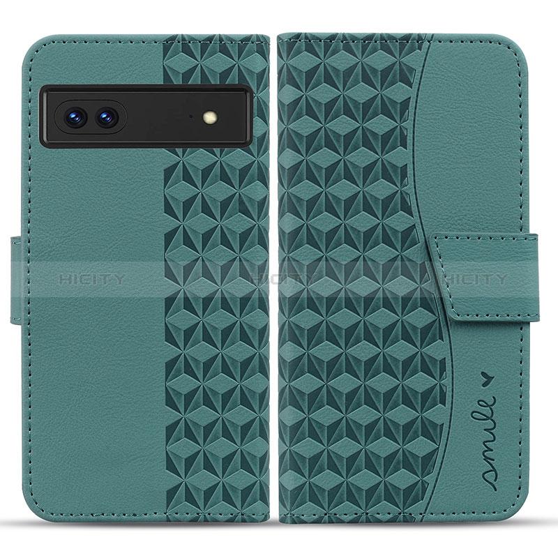 Coque Portefeuille Livre Cuir Etui Clapet HF1 pour Google Pixel 7 5G Vert Plus