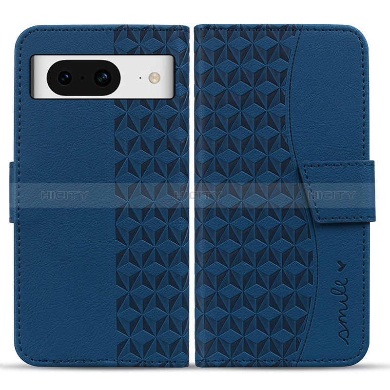 Coque Portefeuille Livre Cuir Etui Clapet HF1 pour Google Pixel 8 5G Bleu Plus