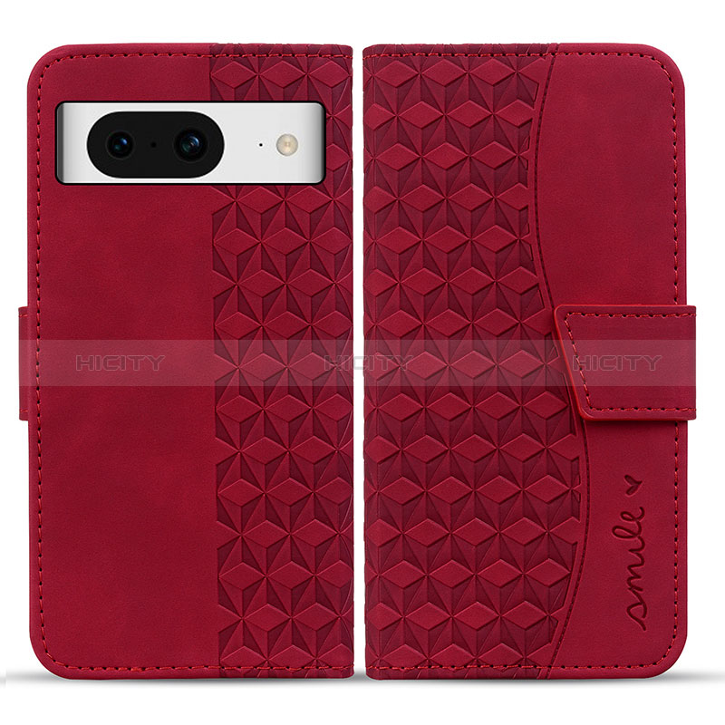 Coque Portefeuille Livre Cuir Etui Clapet HF1 pour Google Pixel 8 5G Rouge Plus