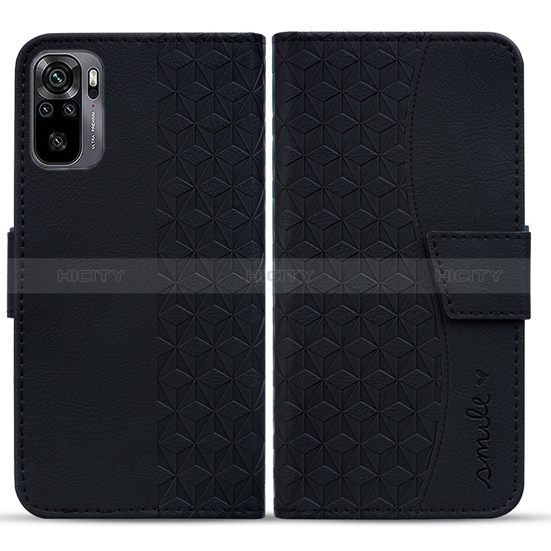 Coque Portefeuille Livre Cuir Etui Clapet HF1 pour Xiaomi Redmi Note 10 4G Noir Plus