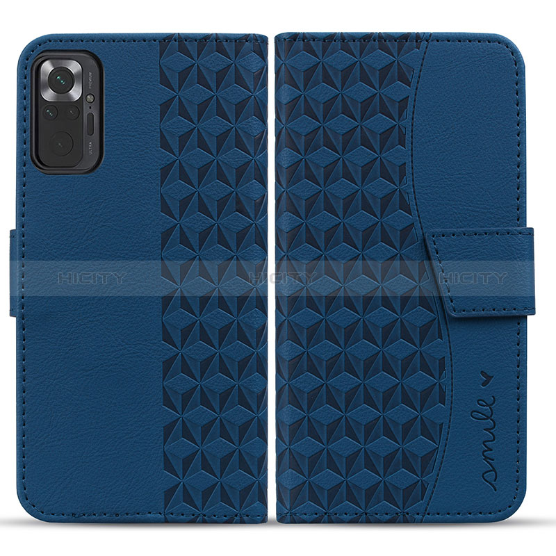 Coque Portefeuille Livre Cuir Etui Clapet HF1 pour Xiaomi Redmi Note 10 Pro 4G Bleu Plus