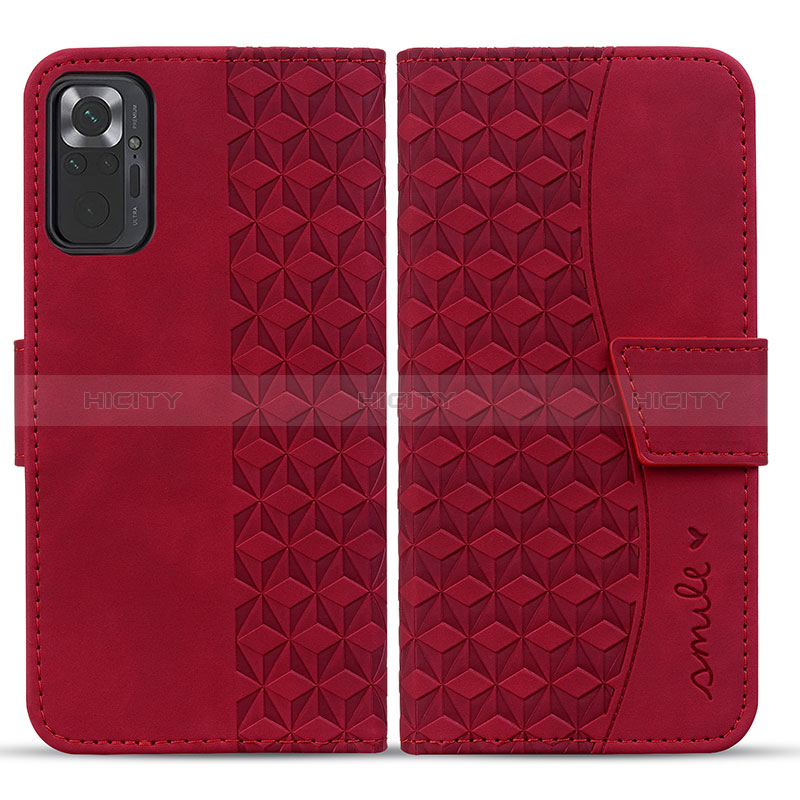 Coque Portefeuille Livre Cuir Etui Clapet HF1 pour Xiaomi Redmi Note 10 Pro 4G Rouge Plus