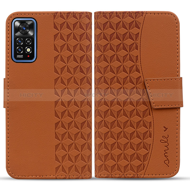 Coque Portefeuille Livre Cuir Etui Clapet HF1 pour Xiaomi Redmi Note 11 Pro 4G Marron Plus