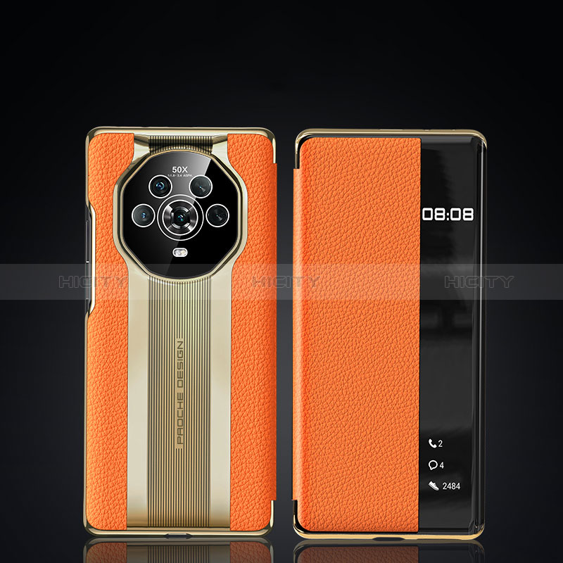 Coque Portefeuille Livre Cuir Etui Clapet JB2 pour Huawei Honor Magic4 5G Orange Plus