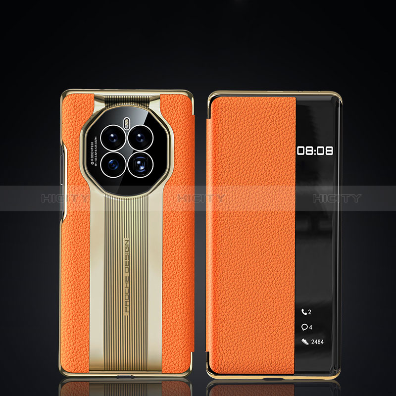 Coque Portefeuille Livre Cuir Etui Clapet JB2 pour Huawei Mate 50 Orange Plus