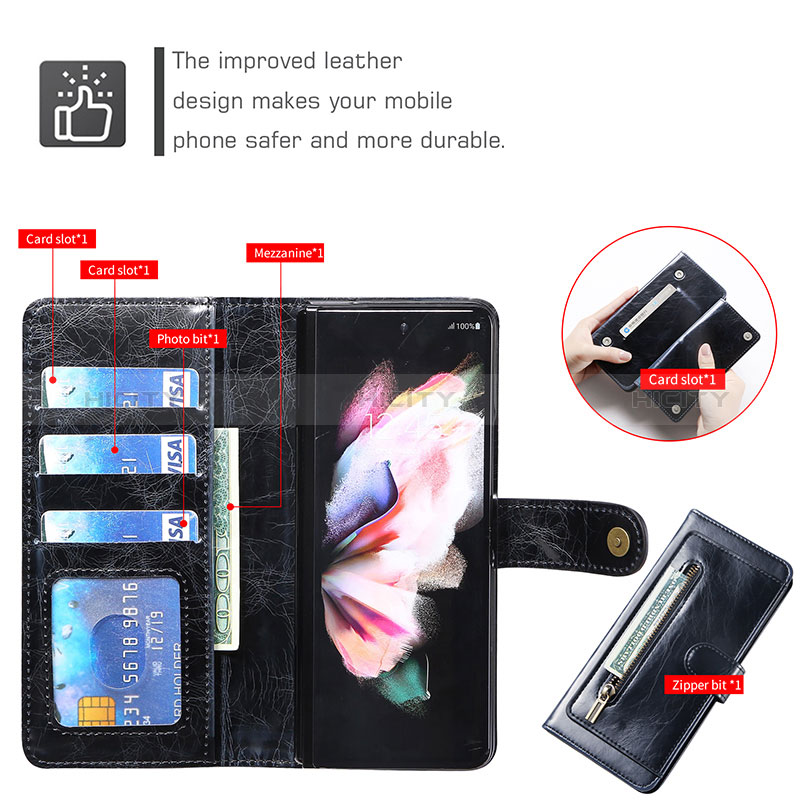 Coque Portefeuille Livre Cuir Etui Clapet JDK pour Samsung Galaxy Z Fold3 5G Plus