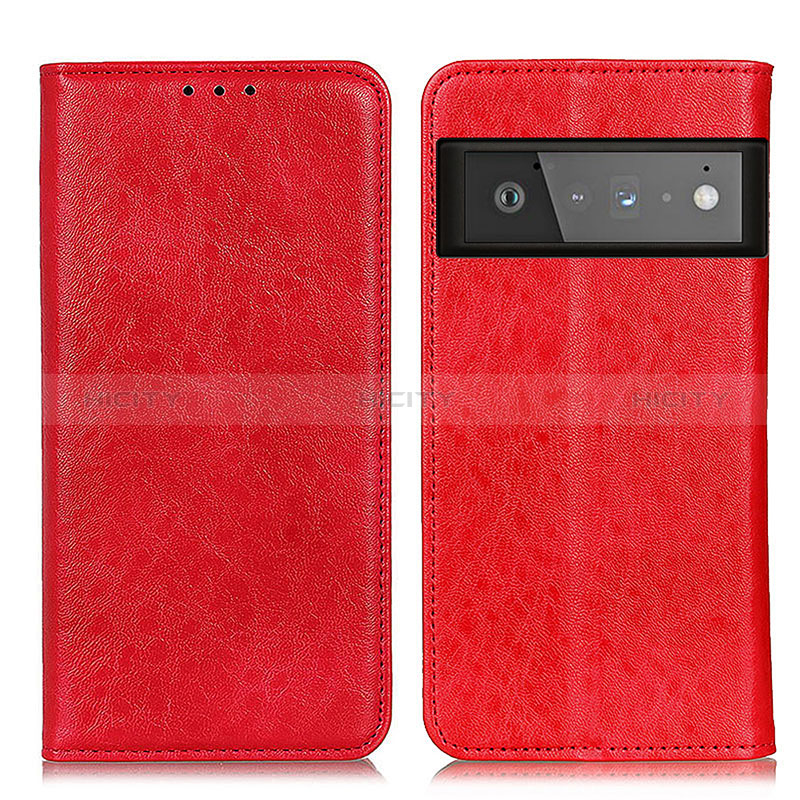 Coque Portefeuille Livre Cuir Etui Clapet K01Z pour Google Pixel 6 Pro 5G Rouge Plus