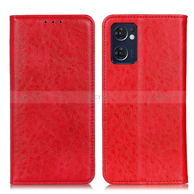 Coque Portefeuille Livre Cuir Etui Clapet K01Z pour Oppo Find X5 Lite 5G Rouge Plus