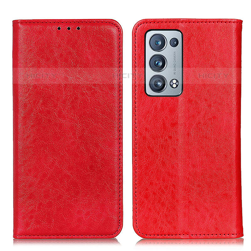 Coque Portefeuille Livre Cuir Etui Clapet K01Z pour Oppo Reno6 Pro+ Plus 5G Rouge Plus