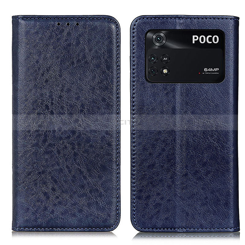 Coque Portefeuille Livre Cuir Etui Clapet K01Z pour Xiaomi Poco M4 Pro 4G Bleu Plus