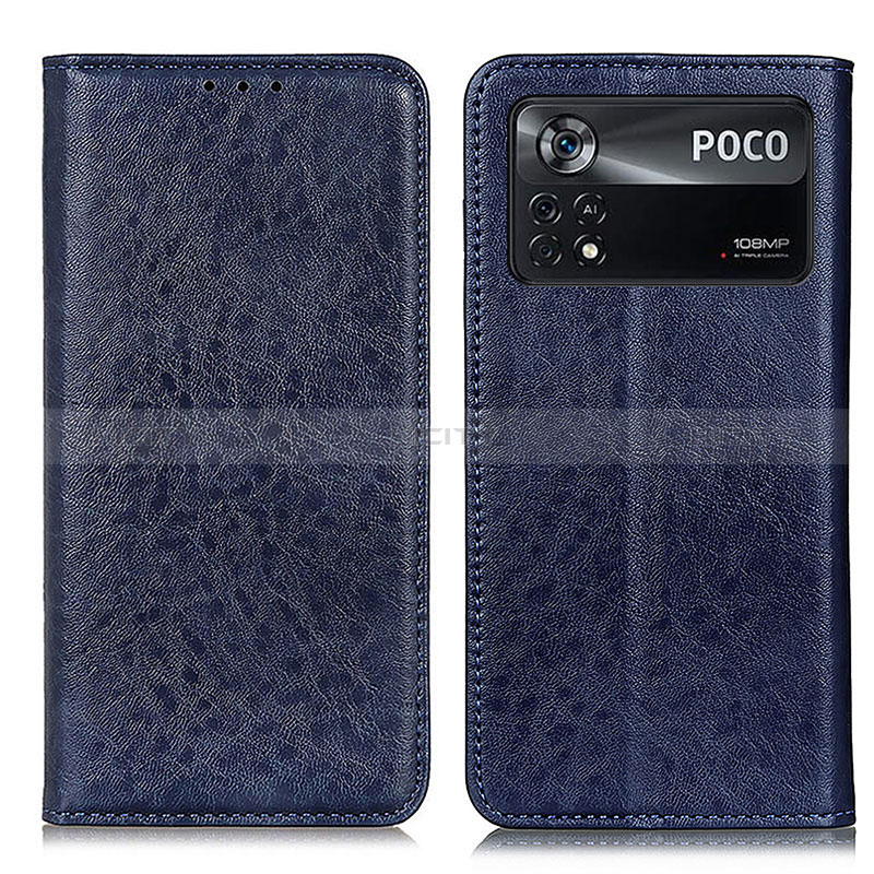 Coque Portefeuille Livre Cuir Etui Clapet K01Z pour Xiaomi Poco X4 Pro 5G Bleu Plus