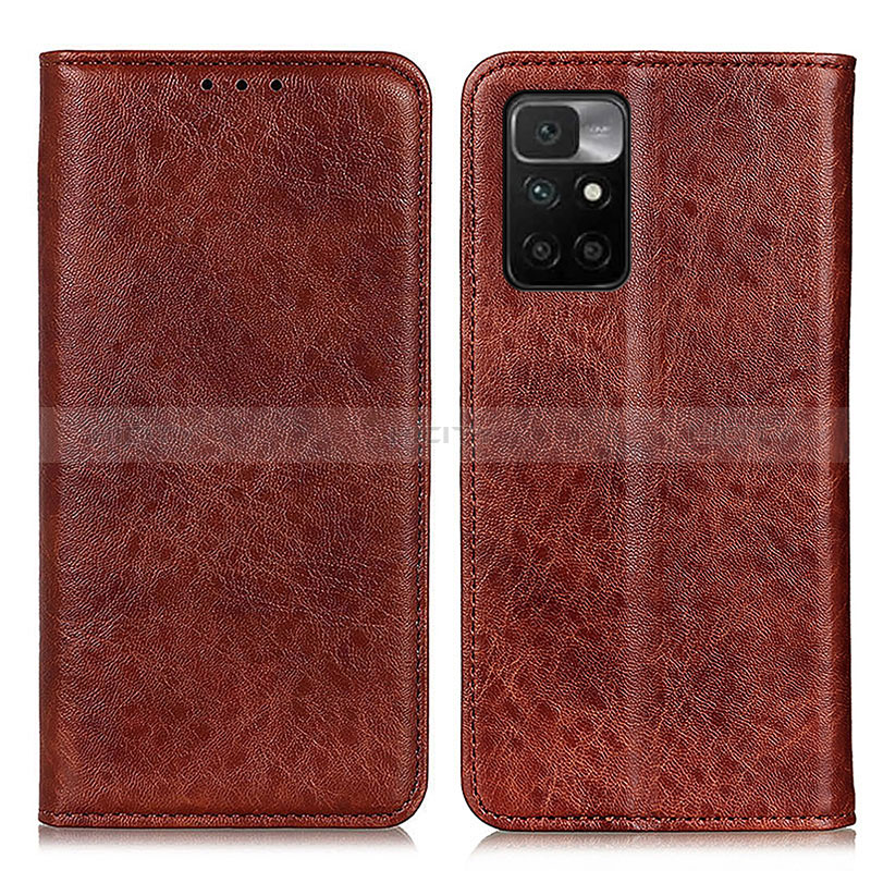 Coque Portefeuille Livre Cuir Etui Clapet K01Z pour Xiaomi Redmi 10 4G Marron Plus