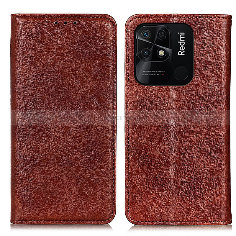 Coque Portefeuille Livre Cuir Etui Clapet K01Z pour Xiaomi Redmi 10 India Marron Plus