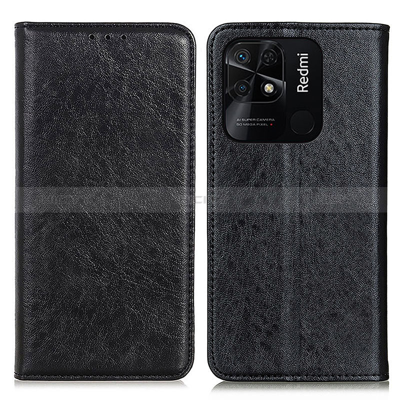 Coque Portefeuille Livre Cuir Etui Clapet K01Z pour Xiaomi Redmi 10 India Noir Plus