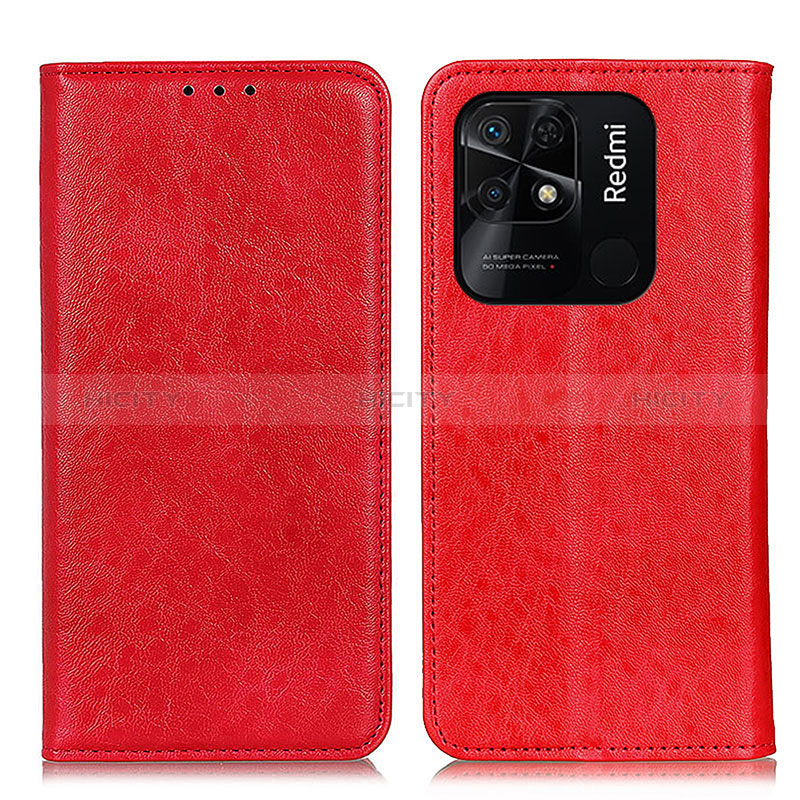 Coque Portefeuille Livre Cuir Etui Clapet K01Z pour Xiaomi Redmi 10 Power Rouge Plus