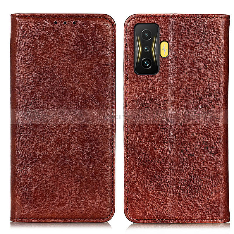 Coque Portefeuille Livre Cuir Etui Clapet K01Z pour Xiaomi Redmi K50 Gaming 5G Marron Plus