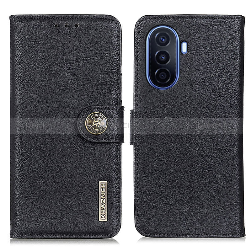 Coque Portefeuille Livre Cuir Etui Clapet K02Z pour Huawei Enjoy 50 Noir Plus