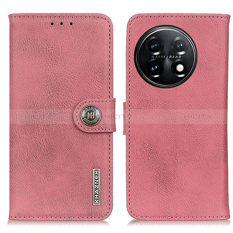 Coque Portefeuille Livre Cuir Etui Clapet K02Z pour OnePlus 11 5G Rose Plus