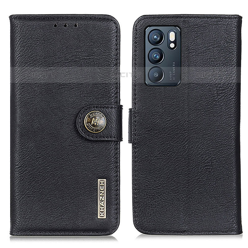 Coque Portefeuille Livre Cuir Etui Clapet K02Z pour Oppo Reno6 5G Noir Plus