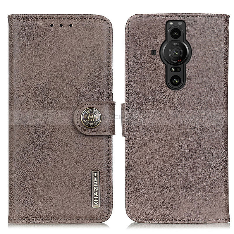 Coque Portefeuille Livre Cuir Etui Clapet K02Z pour Sony Xperia PRO-I Gris Plus