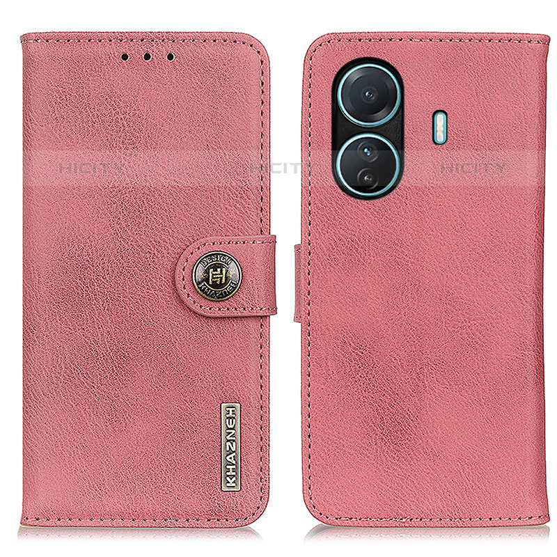 Coque Portefeuille Livre Cuir Etui Clapet K02Z pour Vivo iQOO Z6 Pro 5G Rose Plus