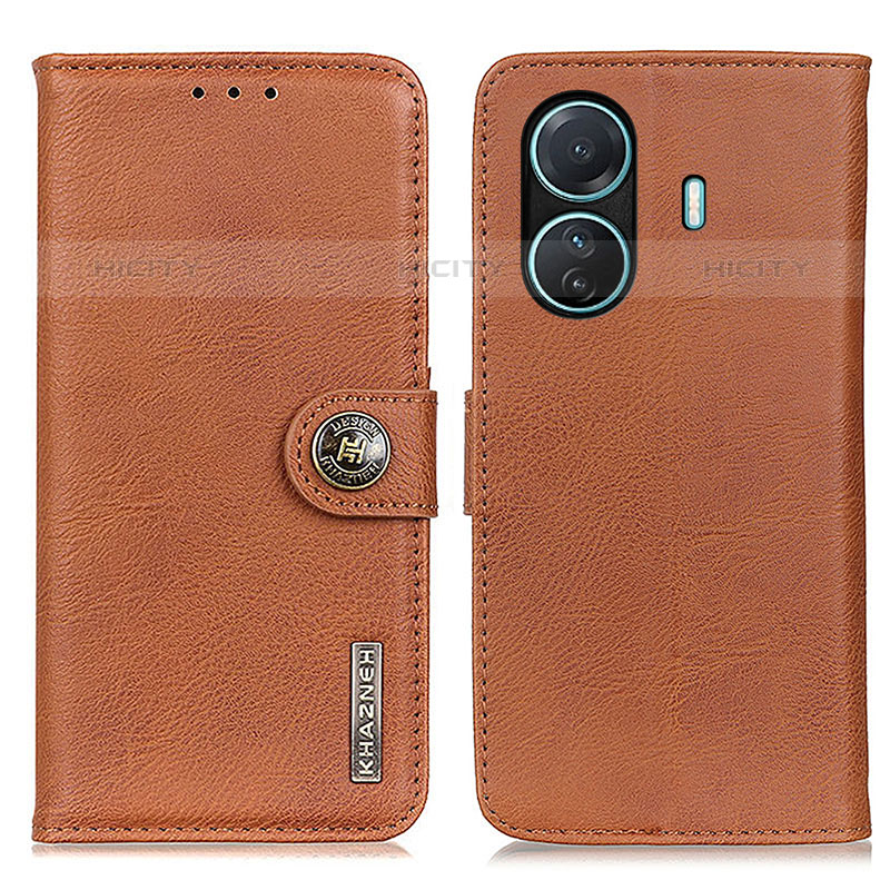 Coque Portefeuille Livre Cuir Etui Clapet K02Z pour Vivo T1 Pro 5G Marron Plus