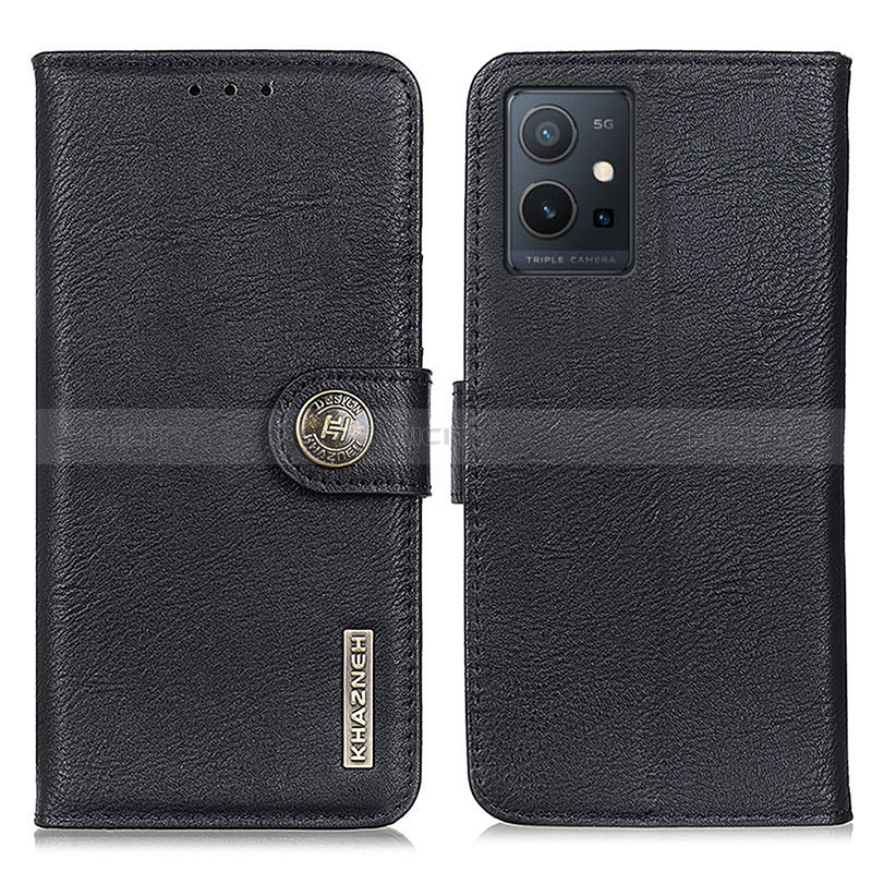 Coque Portefeuille Livre Cuir Etui Clapet K02Z pour Vivo Y55s 5G Noir Plus