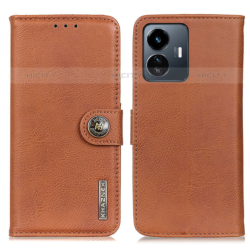 Coque Portefeuille Livre Cuir Etui Clapet K02Z pour Vivo Y77e 5G Marron Plus