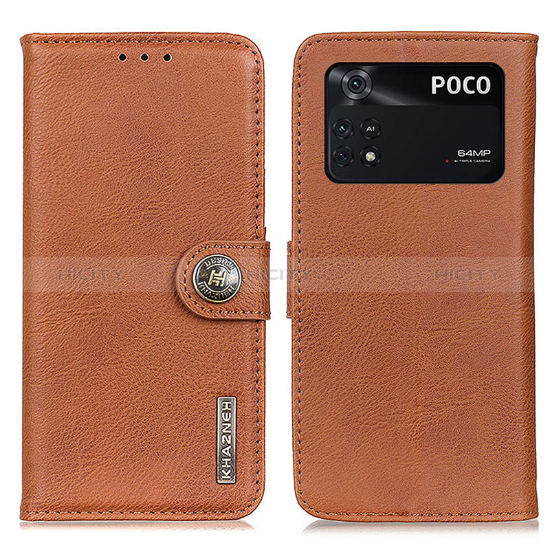 Coque Portefeuille Livre Cuir Etui Clapet K02Z pour Xiaomi Poco M4 Pro 4G Marron Plus