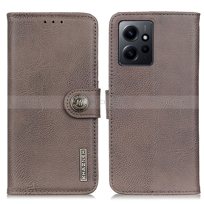 Coque Portefeuille Livre Cuir Etui Clapet K02Z pour Xiaomi Redmi Note 12 4G Gris Plus