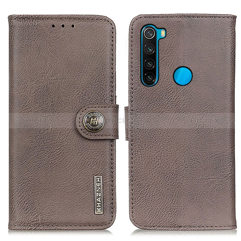 Coque Portefeuille Livre Cuir Etui Clapet K02Z pour Xiaomi Redmi Note 8 (2021) Gris Plus