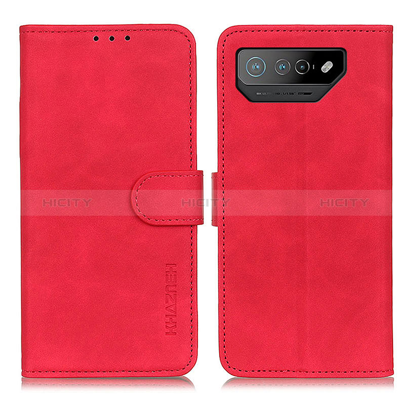 Coque Portefeuille Livre Cuir Etui Clapet K03Z pour Asus ROG Phone 7 Rouge Plus