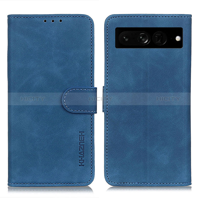 Coque Portefeuille Livre Cuir Etui Clapet K03Z pour Google Pixel 7 Pro 5G Bleu Plus