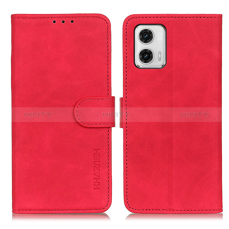 Coque Portefeuille Livre Cuir Etui Clapet K03Z pour Motorola Moto G73 5G Rouge Plus