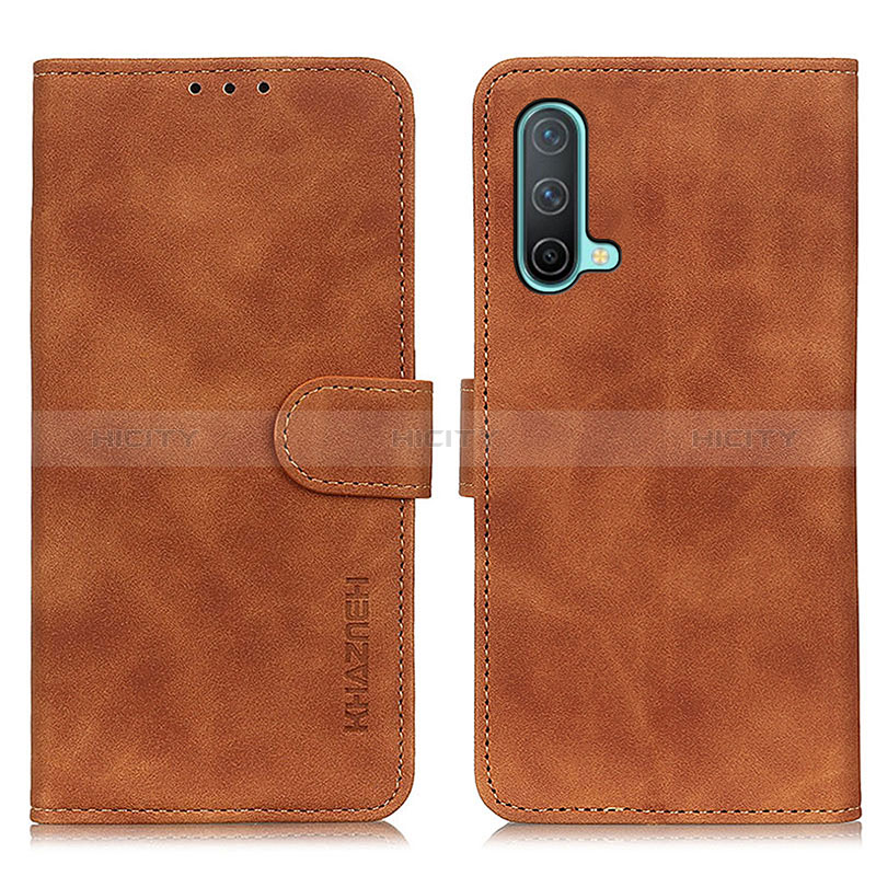 Coque Portefeuille Livre Cuir Etui Clapet K03Z pour OnePlus Nord CE 5G Marron Plus