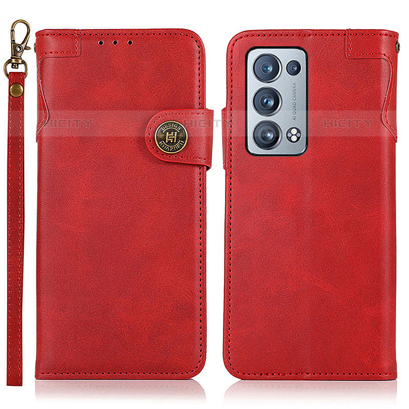 Coque Portefeuille Livre Cuir Etui Clapet K03Z pour Oppo Reno6 Pro+ Plus 5G Rouge Plus