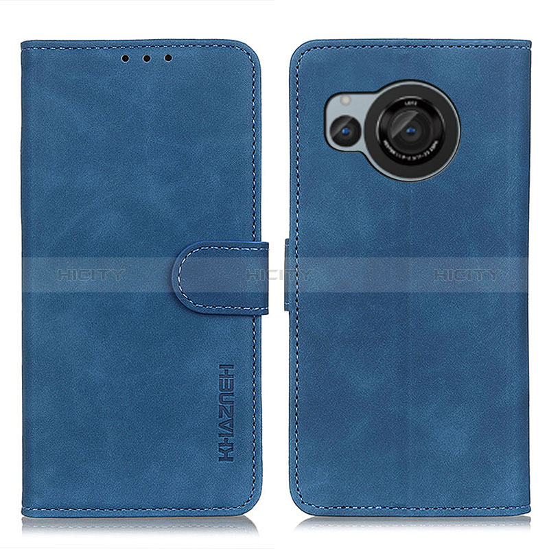 Coque Portefeuille Livre Cuir Etui Clapet K03Z pour Sharp Aquos R8 Bleu Plus