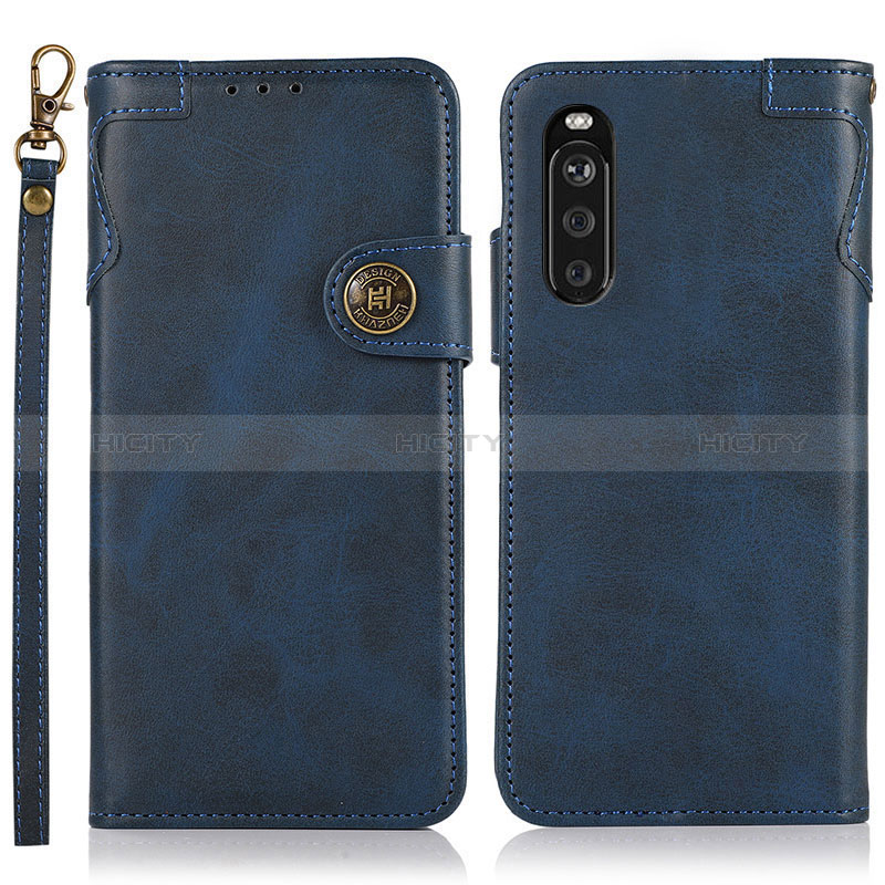 Coque Portefeuille Livre Cuir Etui Clapet K03Z pour Sony Xperia 10 III Lite Bleu Plus